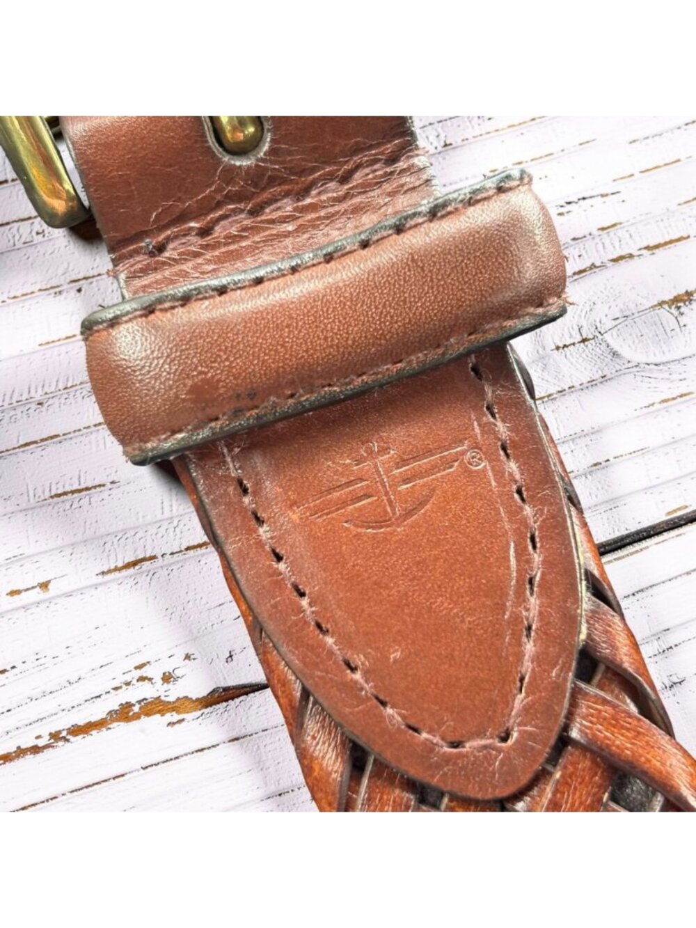 Braided Leather Belt Brown Woven Belt Brass Buckle Classic Preppy Casual Men’s B - Picture 5 of 5